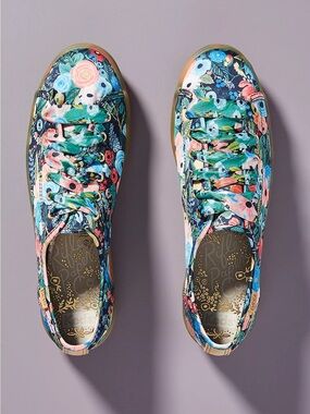 Keds x Rifle Paper Co Garden Party Platform Satin Lace Up Sneakers Shoes Size 9